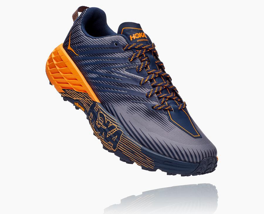 Hoka One One Speedgoat 4 - Men Trail Shoes - Blue/Orange,Australia YZQ-423186